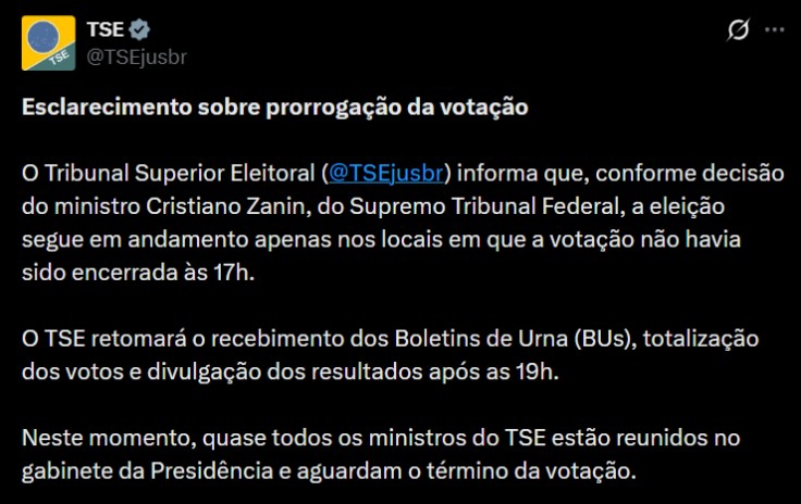 Esclarecimento sobre prorrogação da votação