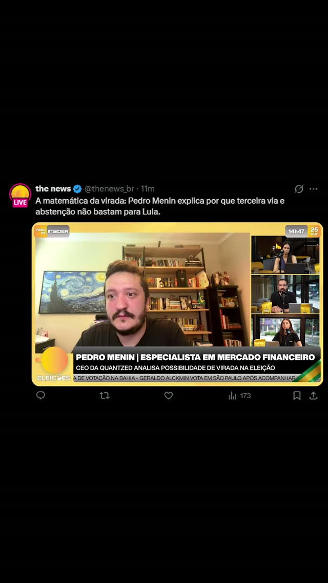 Pedro Menin analisa a possibilidade de virada no 2º turno